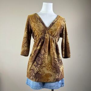 Surrealist Y2K Whimsigoth Fairy Grunge Boho Paisley Babydoll Top